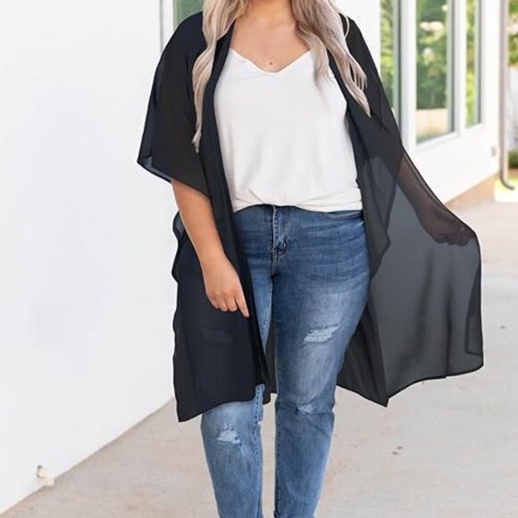 Women's Kimono Swimsuit Coverups Summer Beach Casual Loose Cardigans - Picture 3 of 6